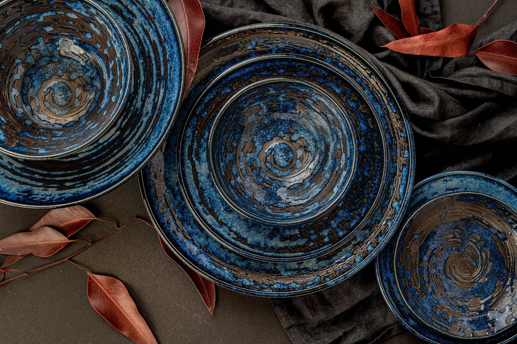 Pasta Bowl 24cm Copper Swirl Glaze