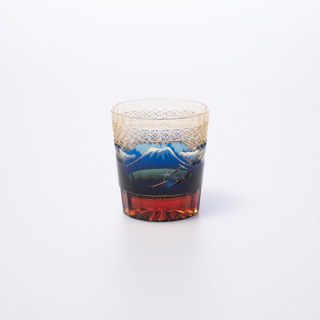 Hokusai Mt. Fuji Edo Kiriko Whiskey Glass