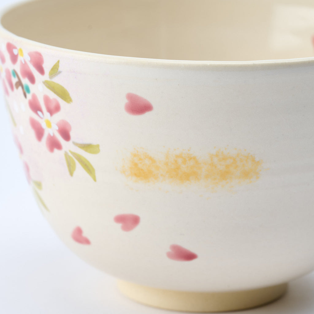 Sakura and Peeking Cat Matcha Bowl