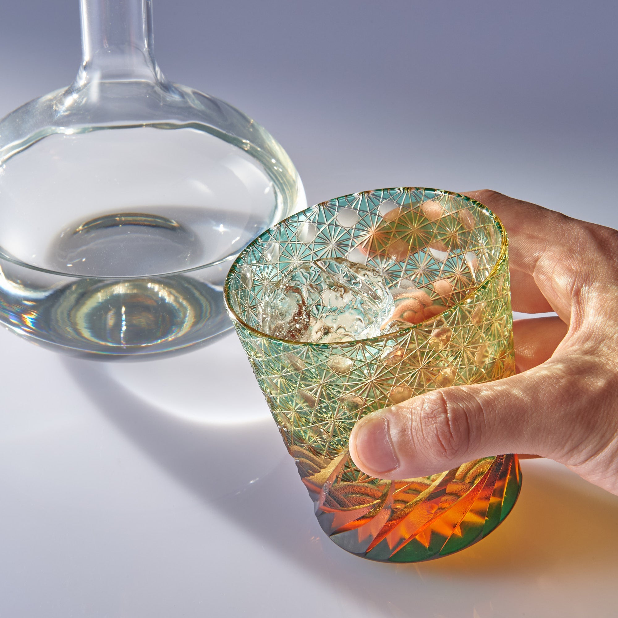 Green Amber Waves Whiskey Glass