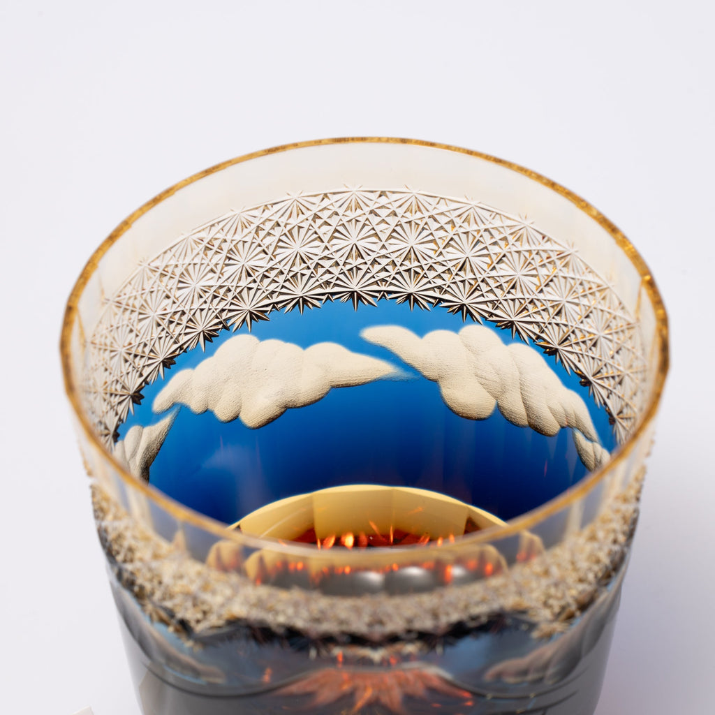 Hokusai Mt. Fuji Edo Kiriko Whiskey Glass