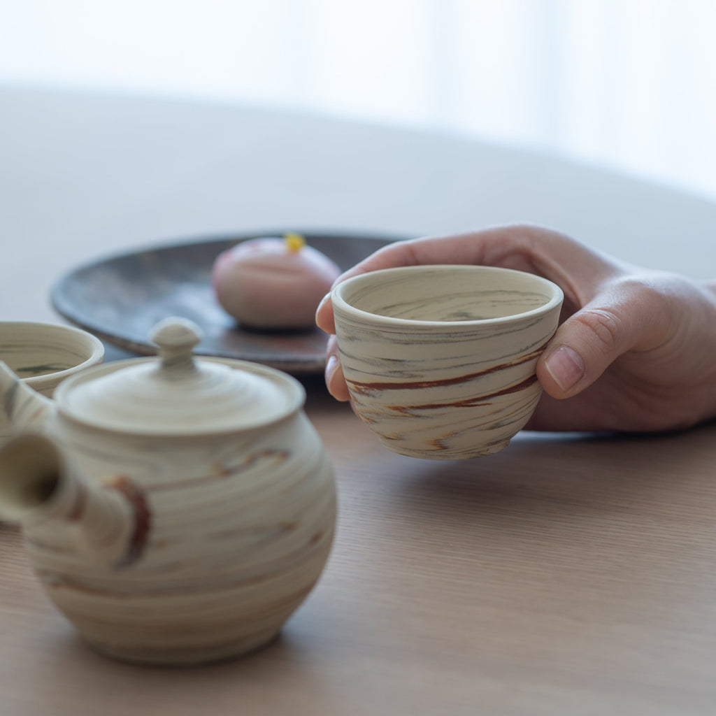 Marble Pattern Japanese Tea Set