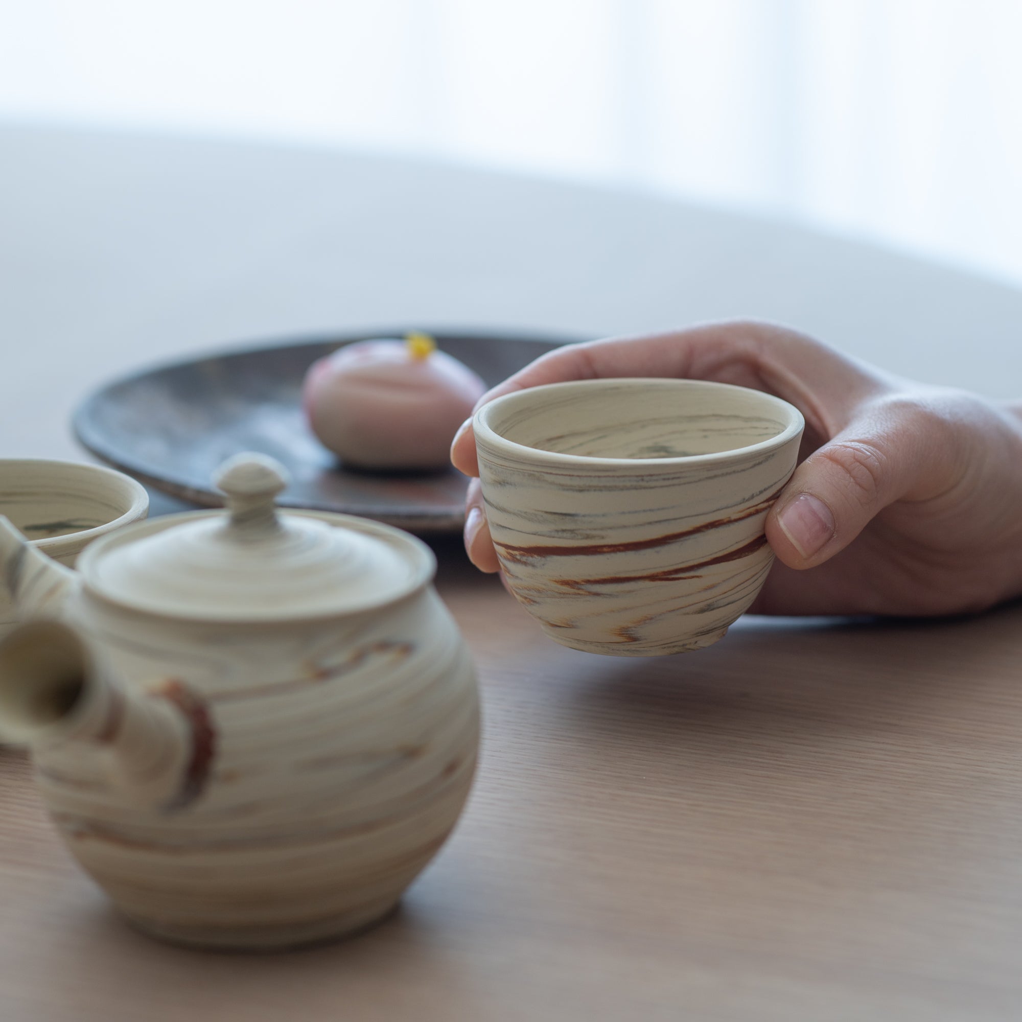 Marble Pattern Japanese Tea Set