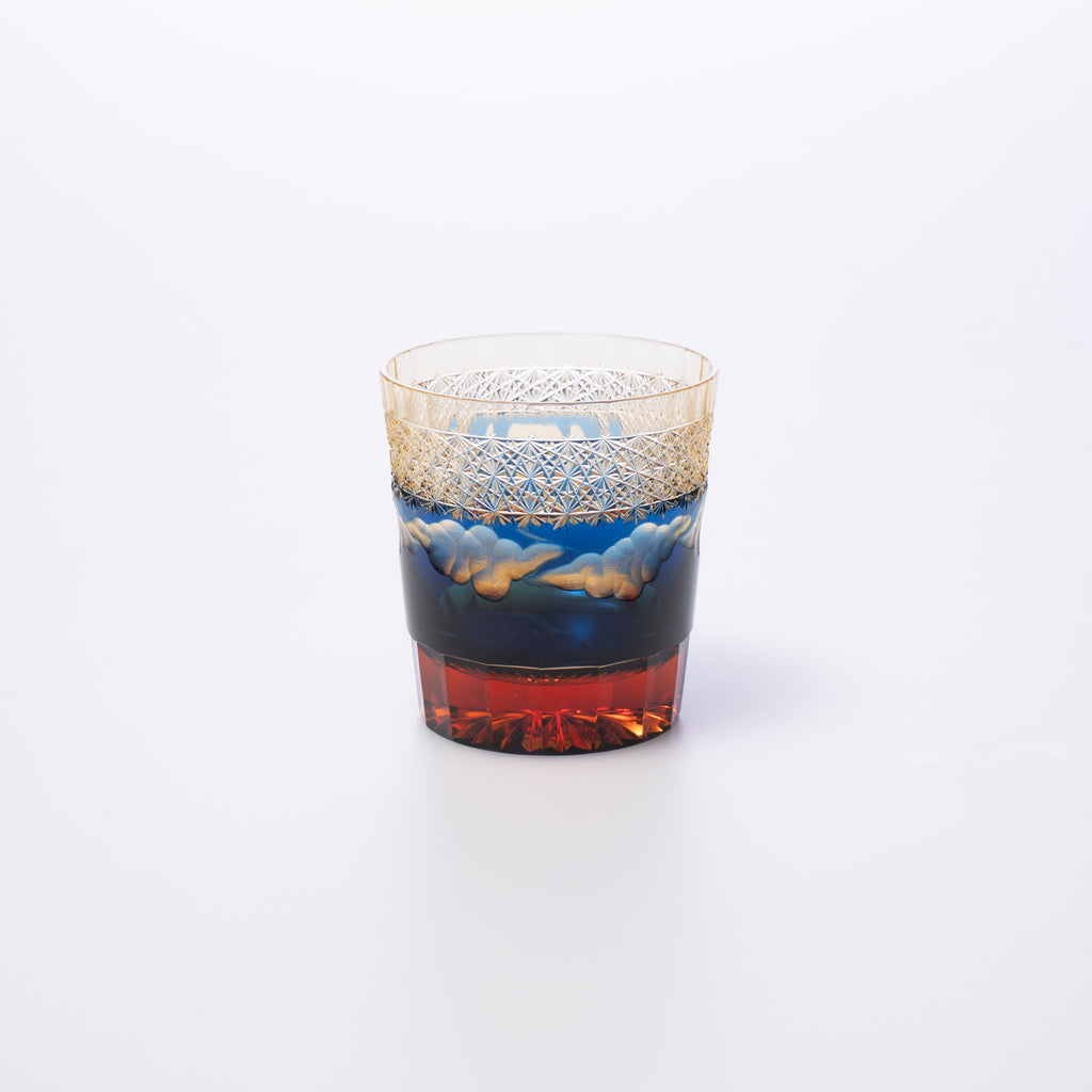 Hokusai Mt. Fuji Edo Kiriko Whiskey Glass