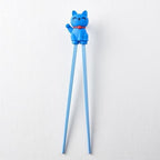 Maneki Trainer Chopsticks Lucky Cat in Blue