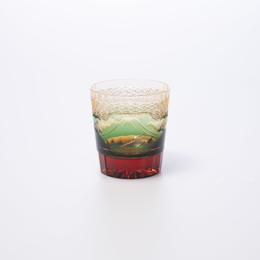 Hokusai Mt. Fuji Edo Kiriko Whiskey Glass