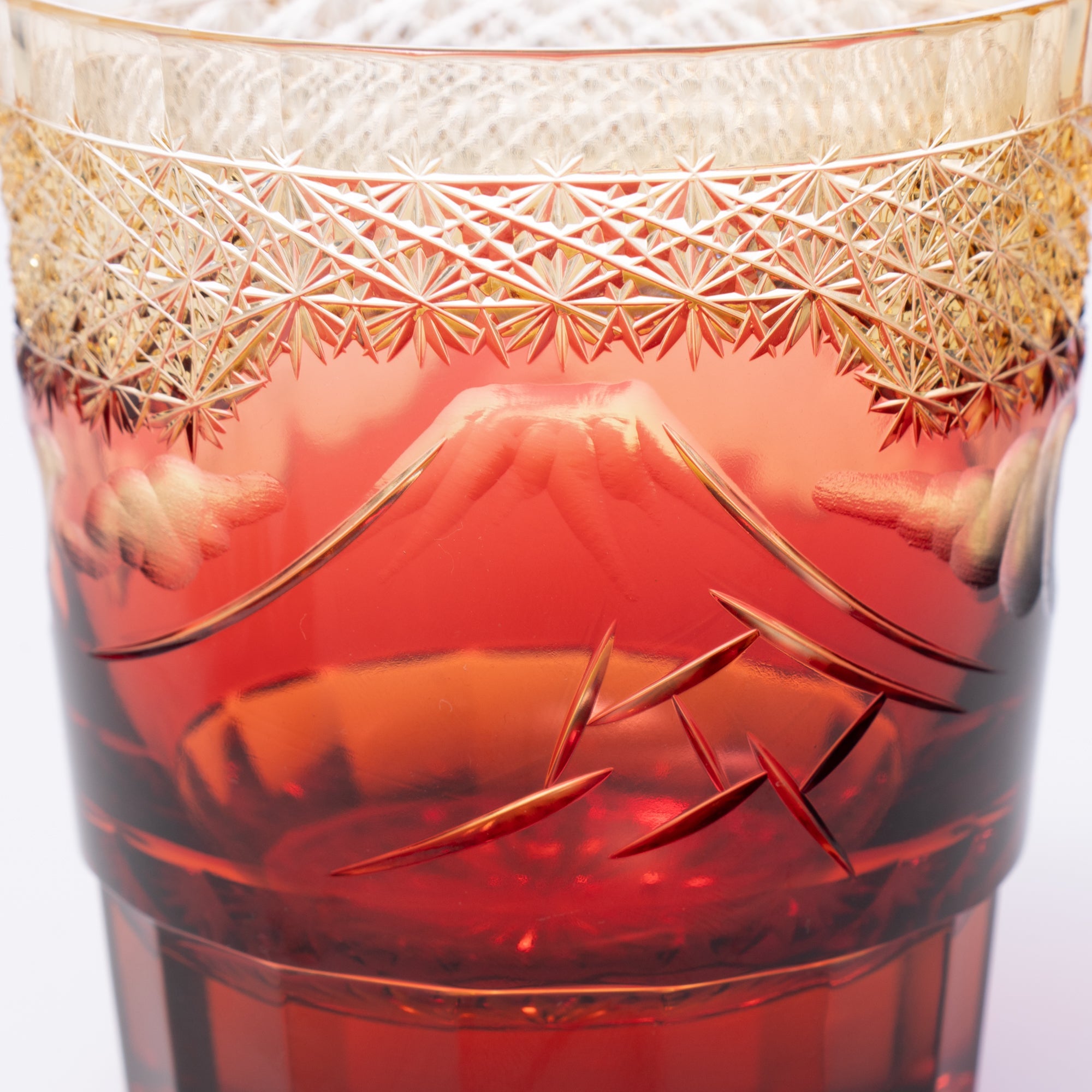 Hokusai Mt. Fuji Edo Kiriko Whiskey Glass