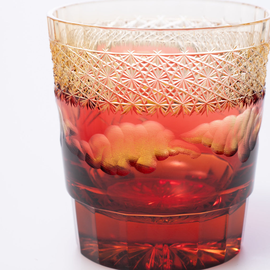Hokusai Mt. Fuji Edo Kiriko Whiskey Glass