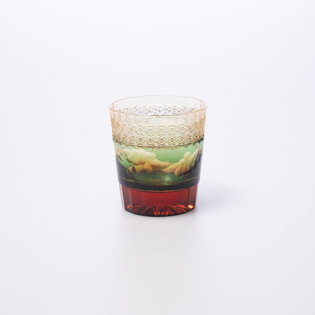 Hokusai Mt. Fuji Edo Kiriko Whiskey Glass