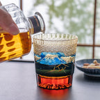 Hokusai Mt. Fuji Edo Kiriko Whiskey Glass
