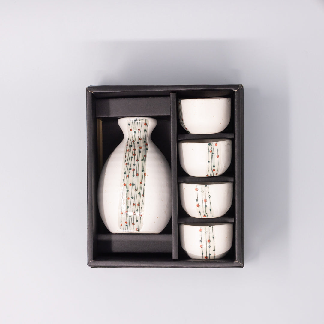 Sake Set for Four 330ml White Abacus Glaze