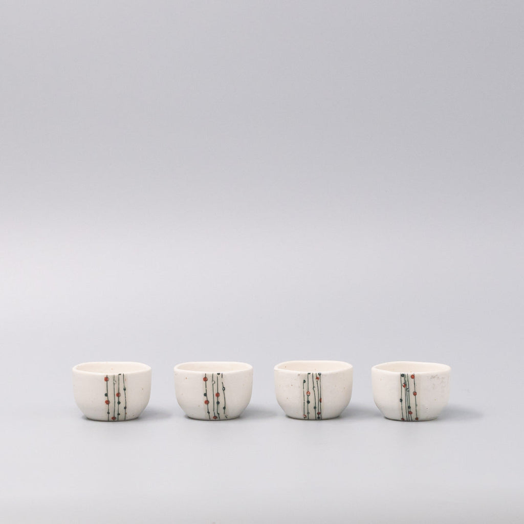 Sake Set for Four 330ml White Abacus Glaze