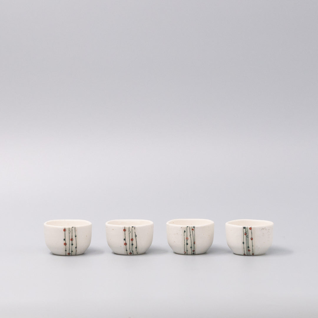 Sake Set for Four 330ml White Abacus Glaze