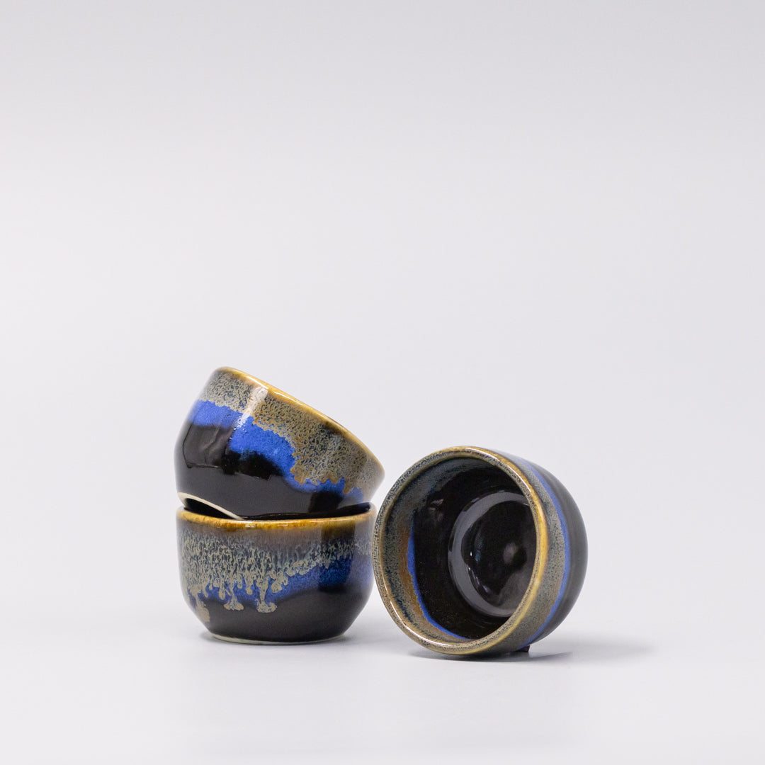 Sake Set for Four 330ml Black Blue Glaze