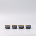 Sake Set for Four 330ml Black Blue Glaze
