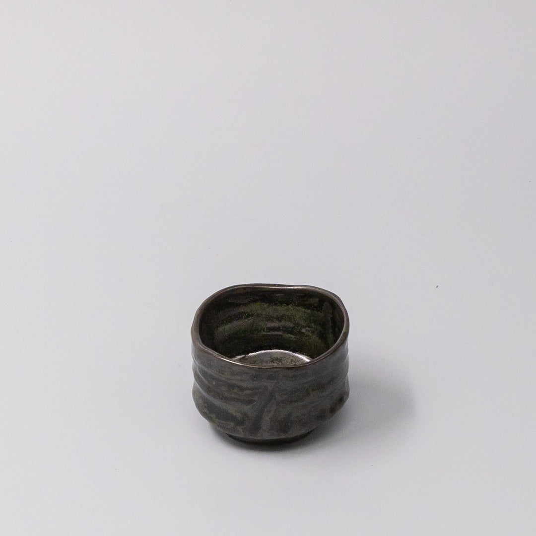 Sake Cup Moss Black Glaze
