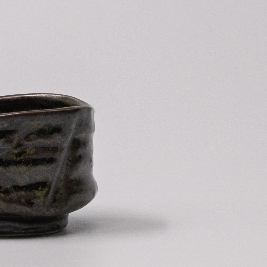 Sake Cup Moss Black Glaze