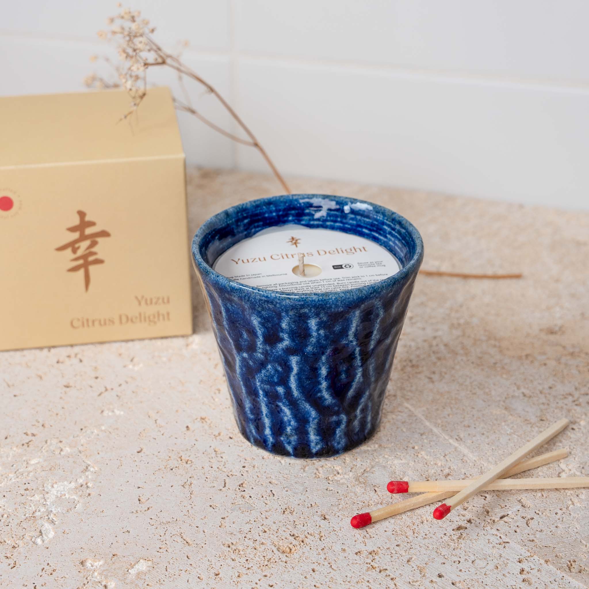 Candle Yuzu Citrus Blue Ceramic 180g