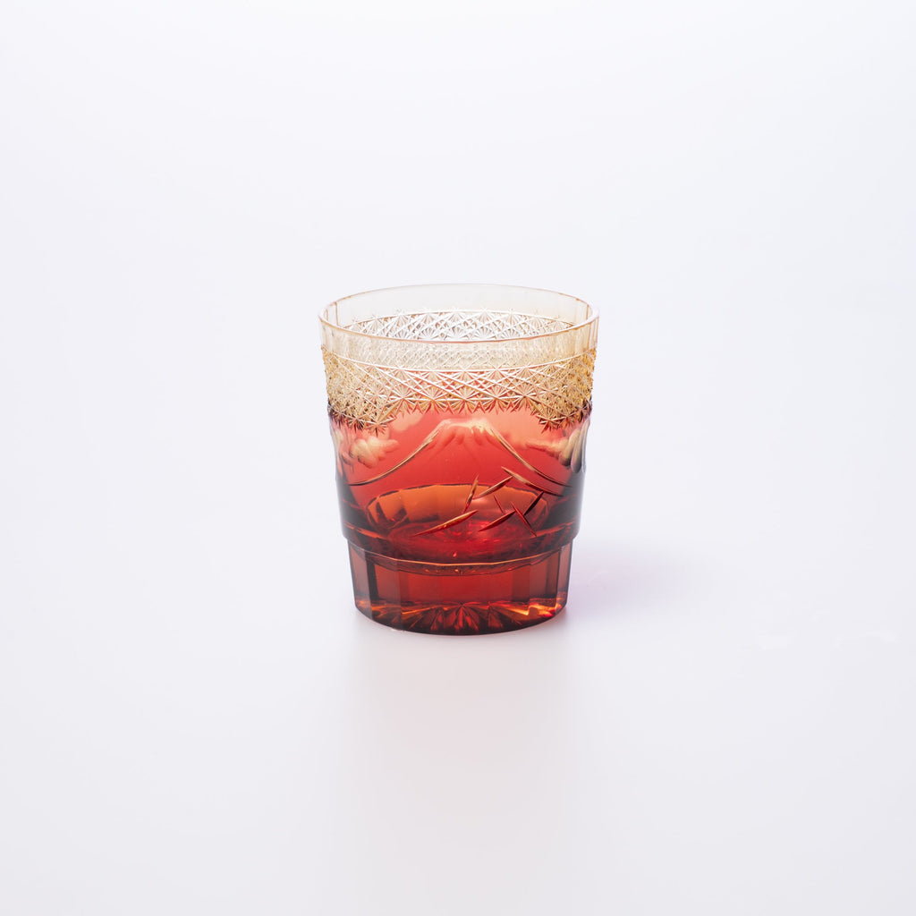 Hokusai Mt. Fuji Edo Kiriko Whiskey Glass