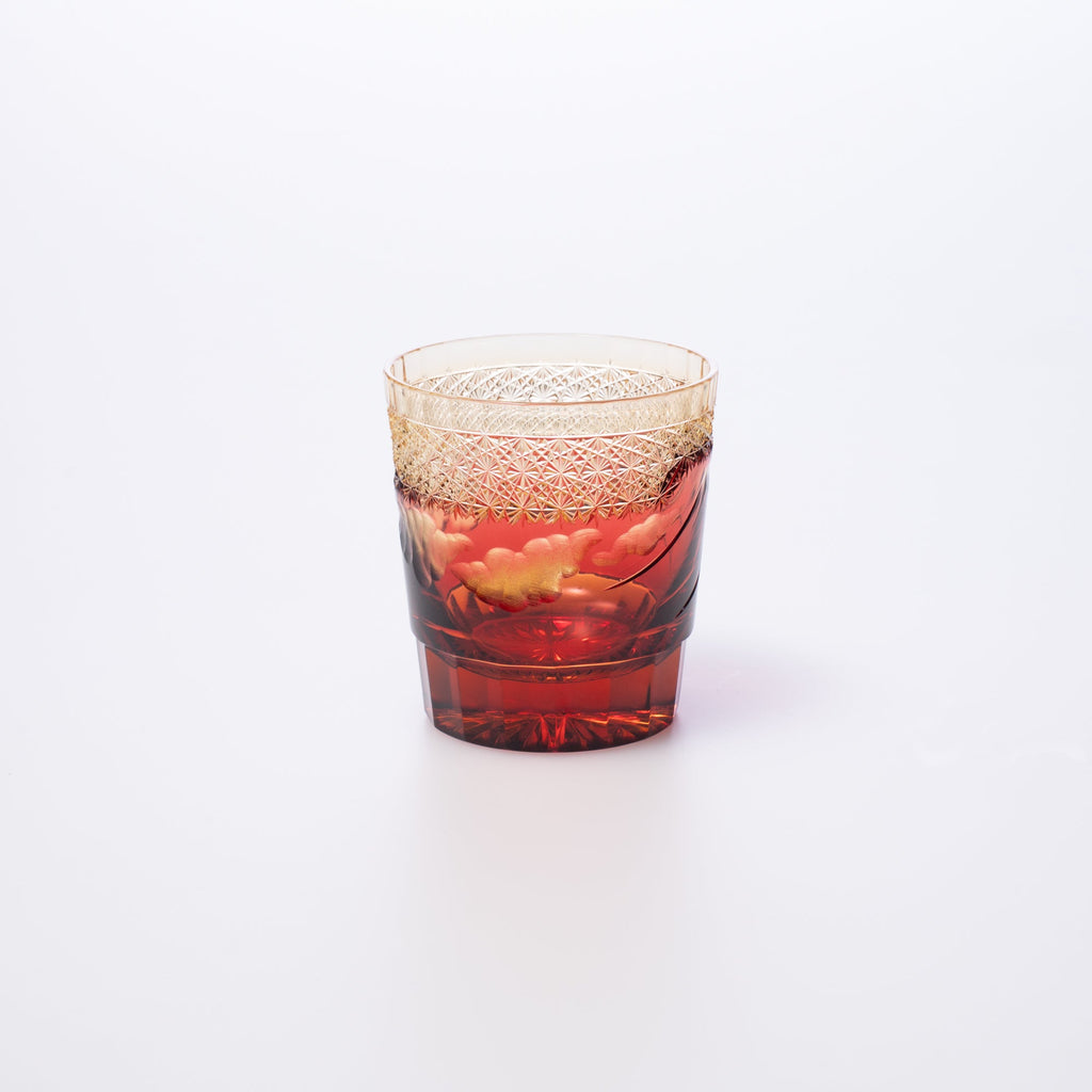 Hokusai Mt. Fuji Edo Kiriko Whiskey Glass