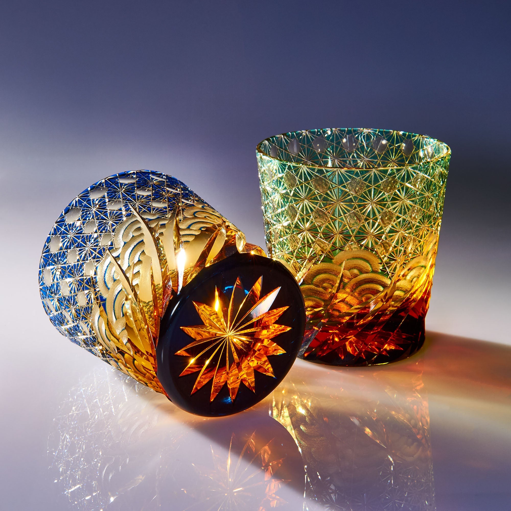 Green Amber Waves Whiskey Glass