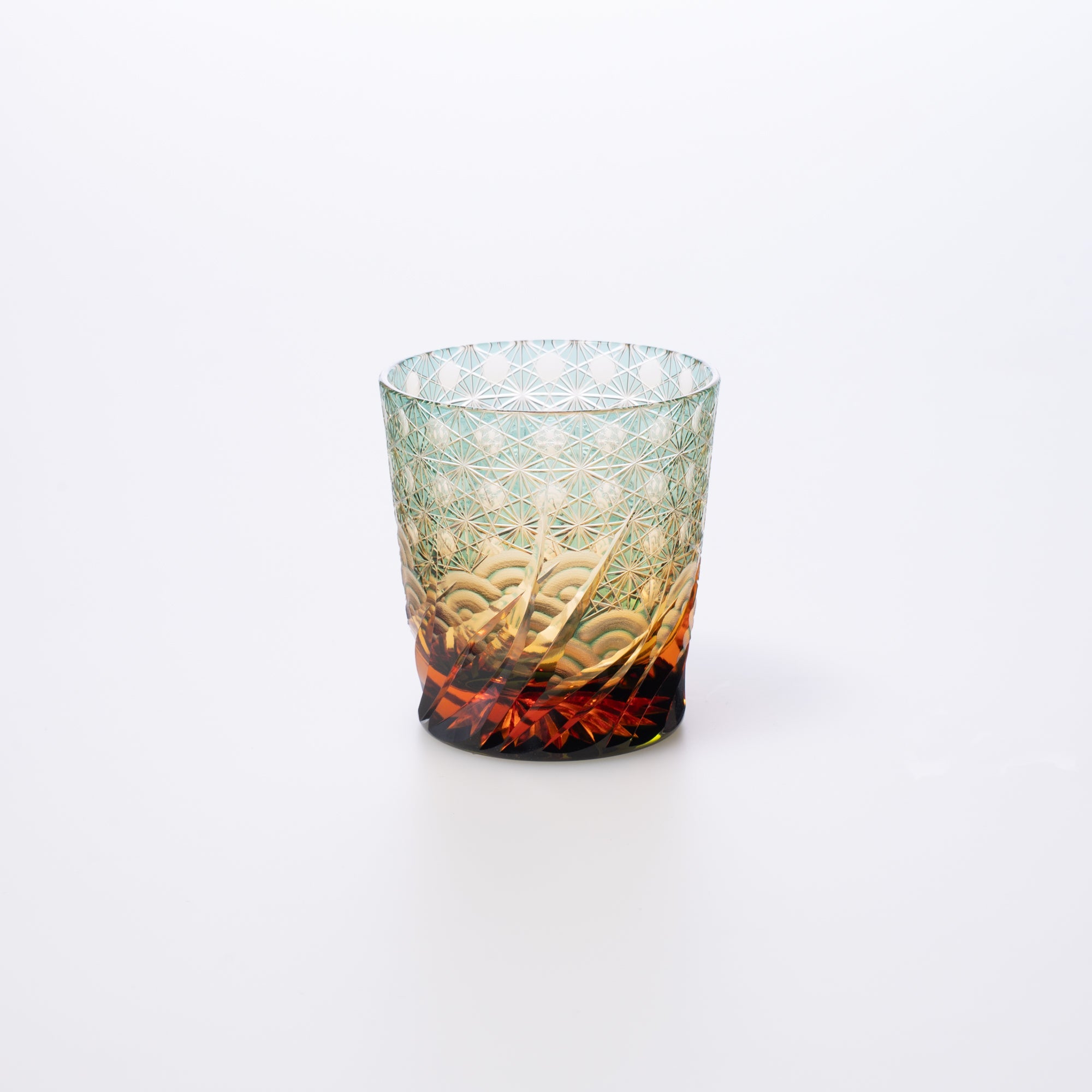 Green Amber Waves Whiskey Glass