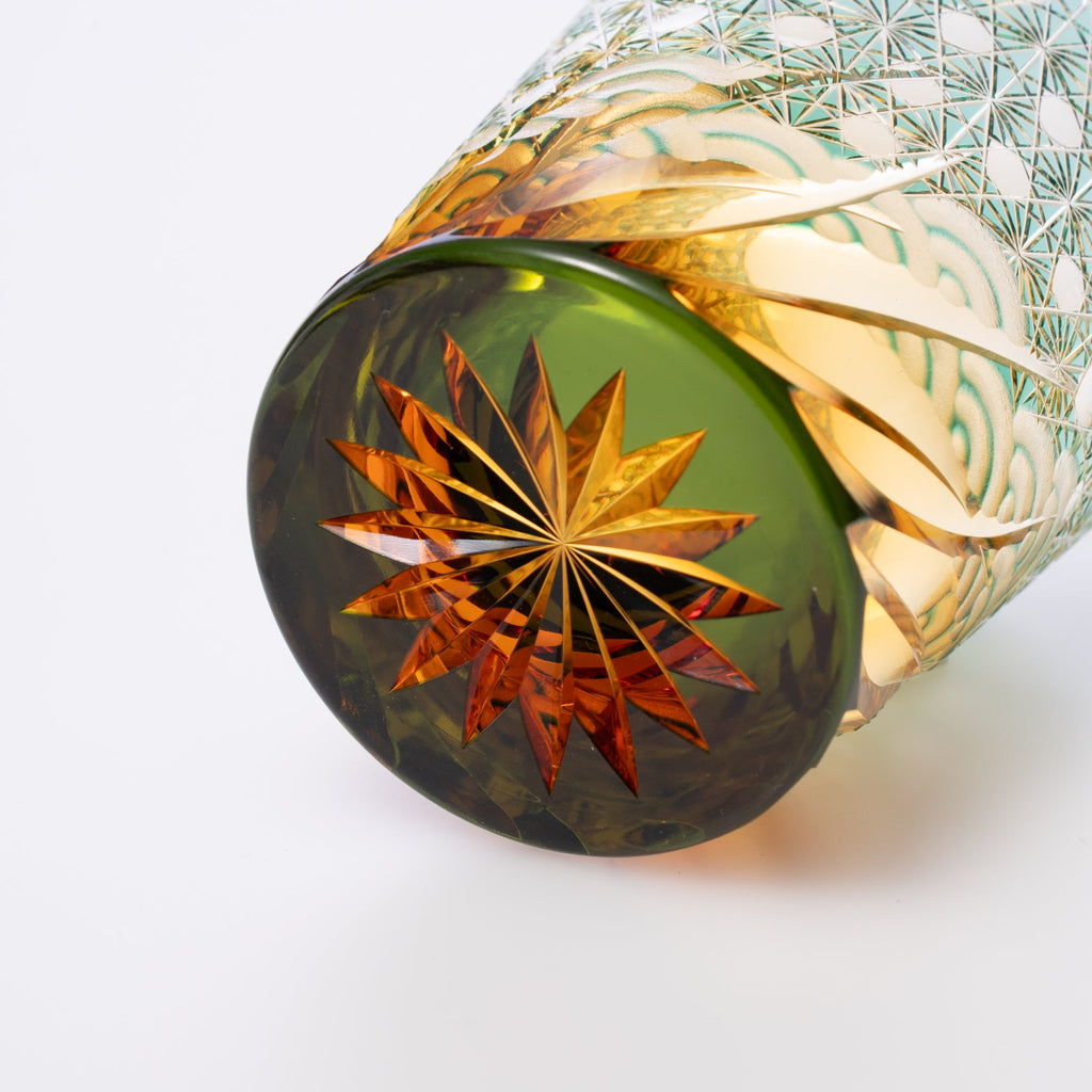 Green Amber Waves Whiskey Glass