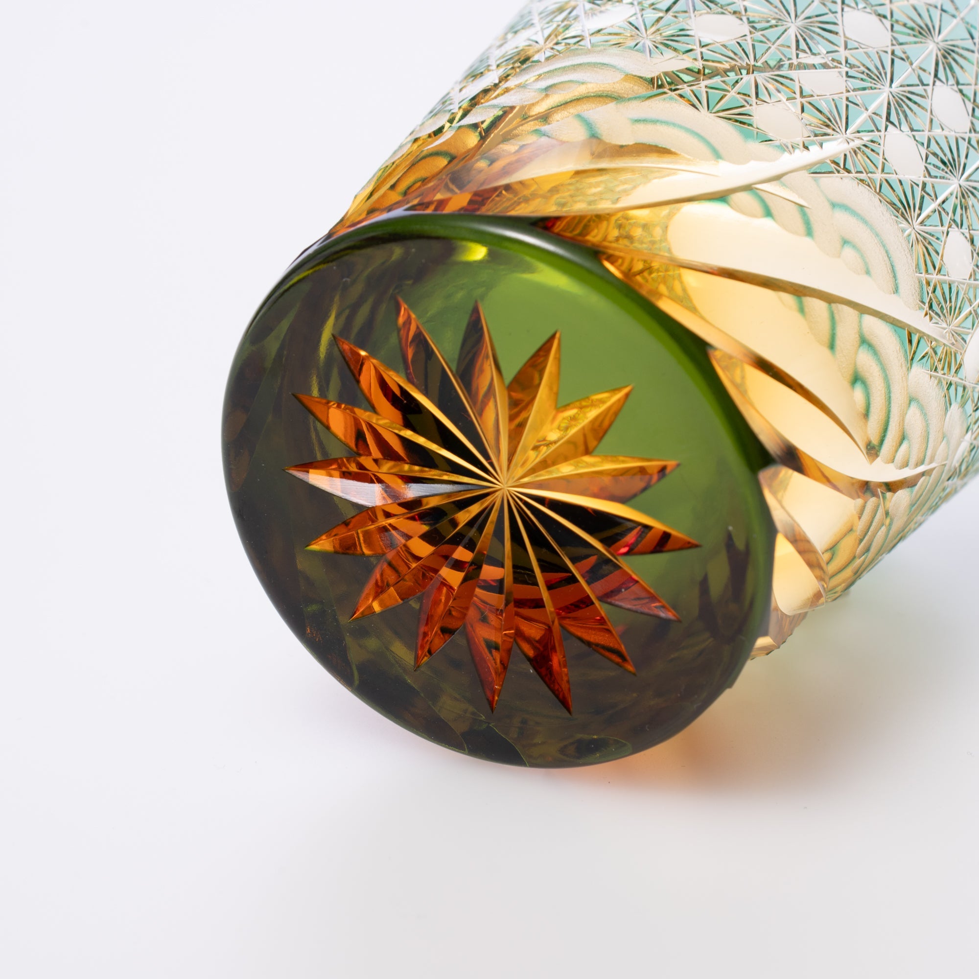 Green Amber Waves Whiskey Glass