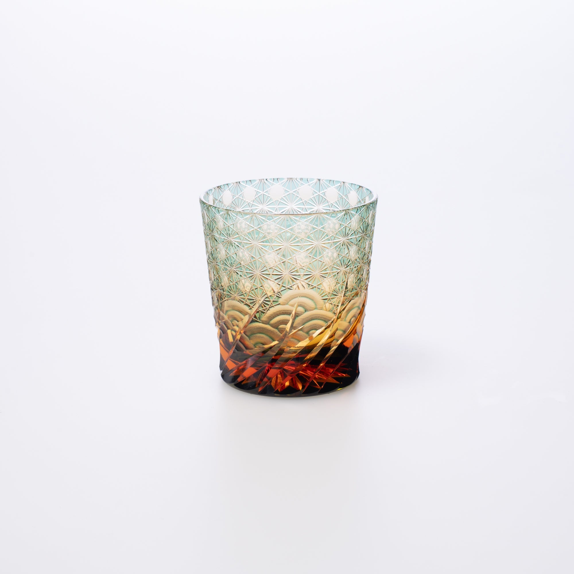 Green Amber Waves Whiskey Glass