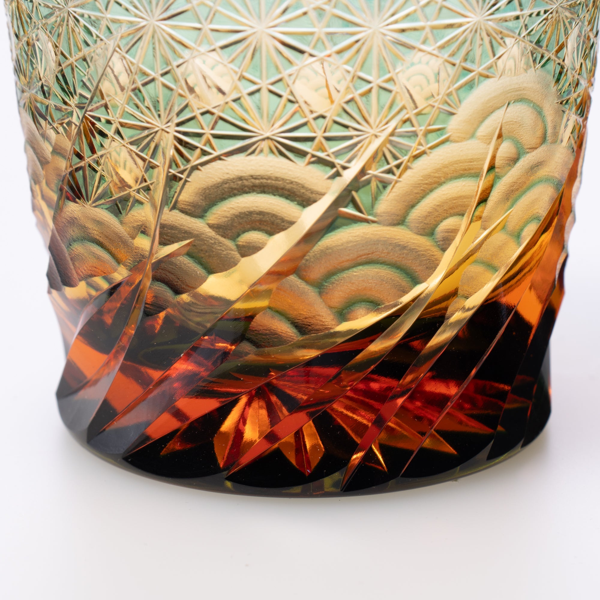 Green Amber Waves Whiskey Glass