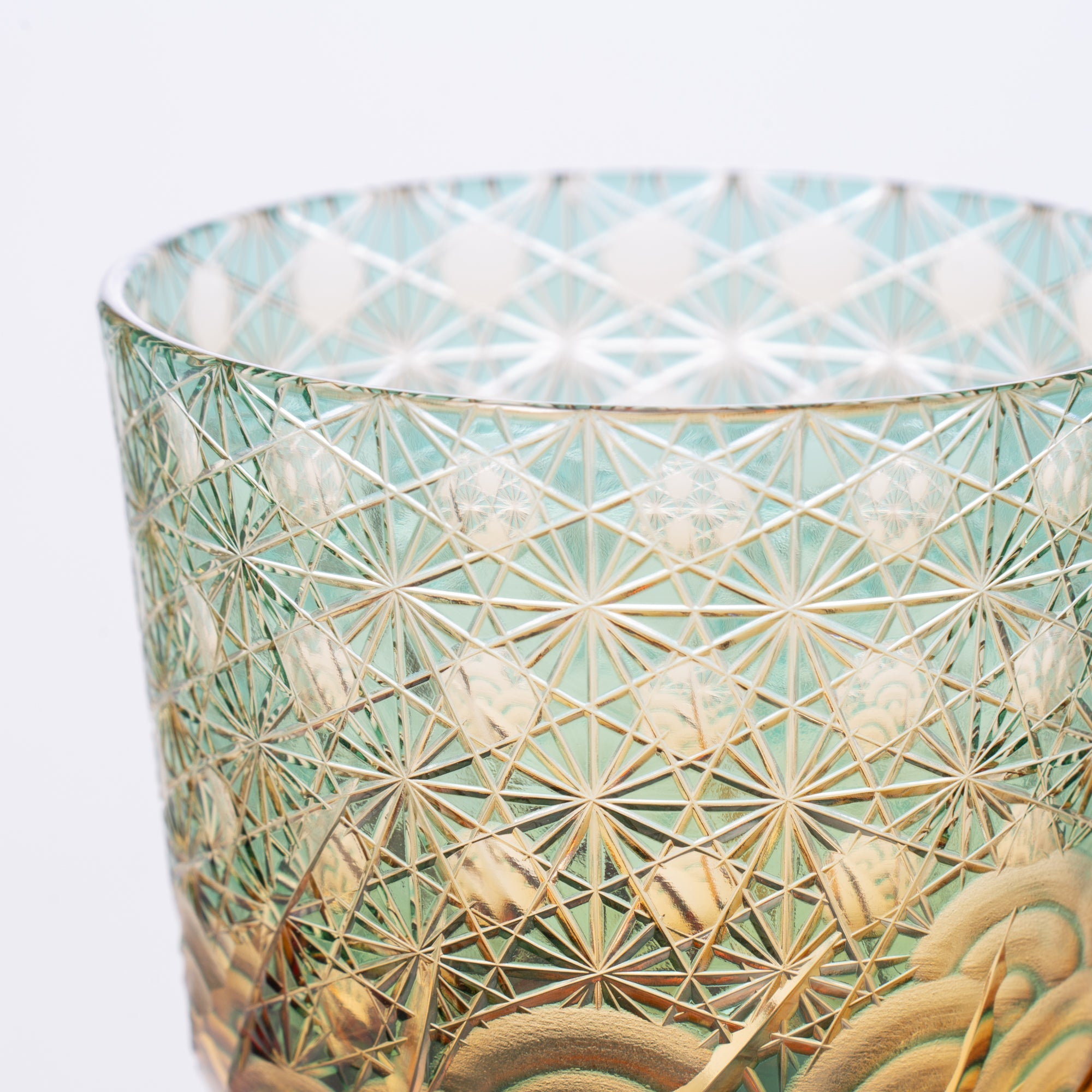 Green Amber Waves Whiskey Glass