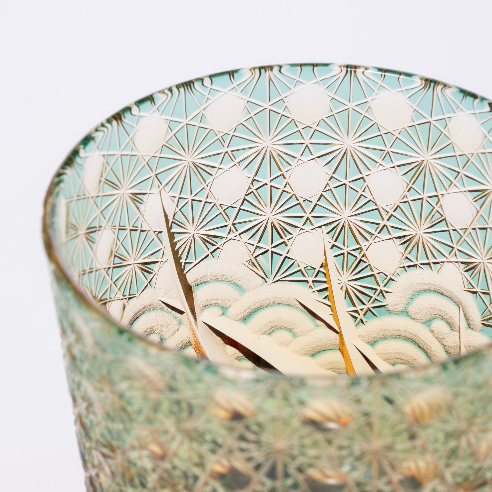 Green Amber Waves Whiskey Glass