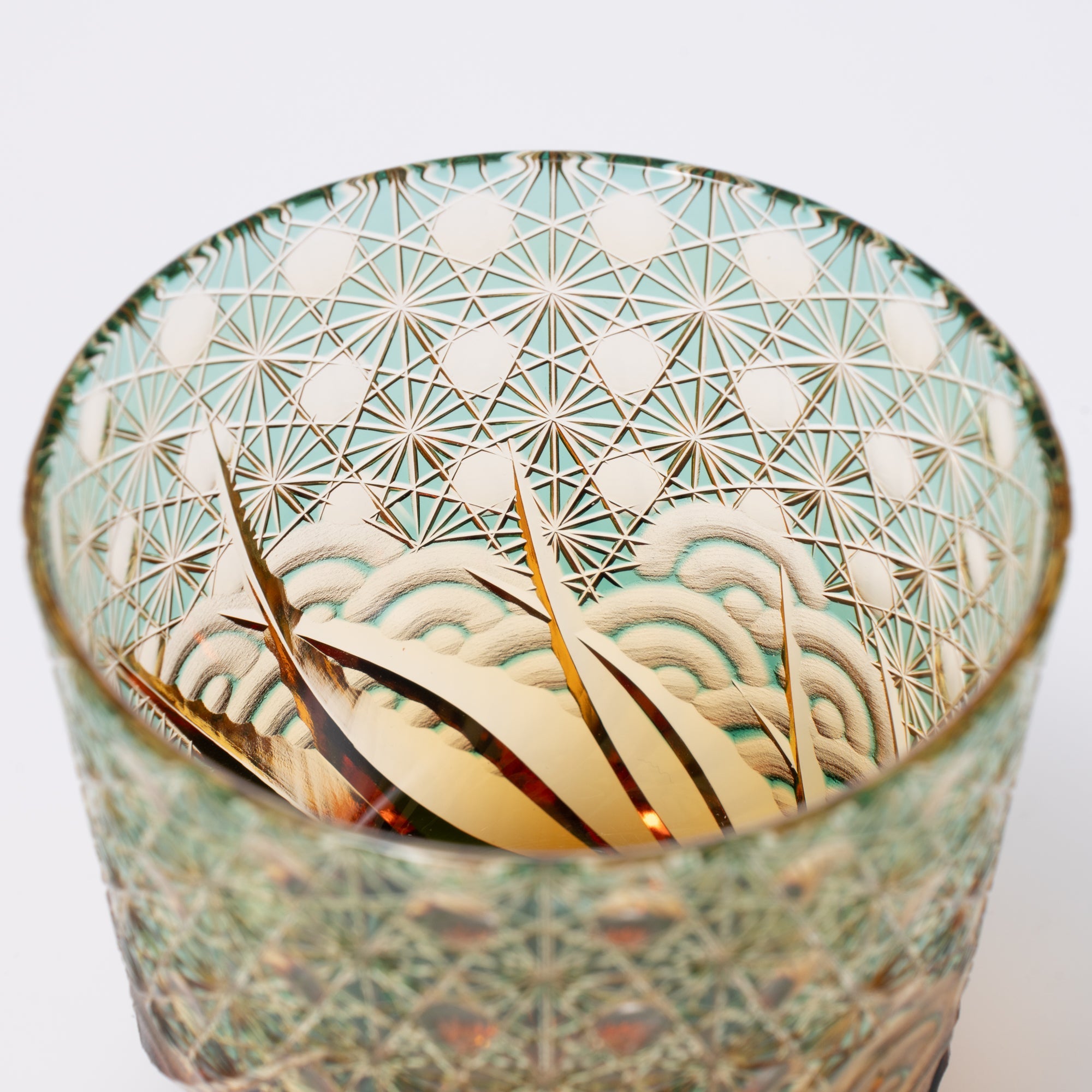 Green Amber Waves Whiskey Glass
