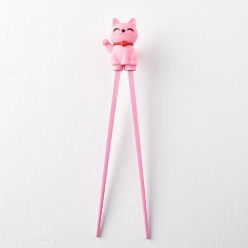 Maneki Trainer Chopsticks Lucky Cat in Pink