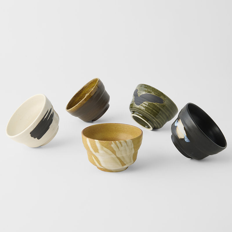 Bowl Set 5pcs Brushstroke Glazes