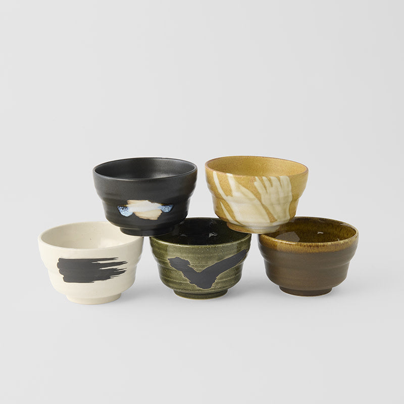 Bowl Set 5pcs Brushstroke Glazes