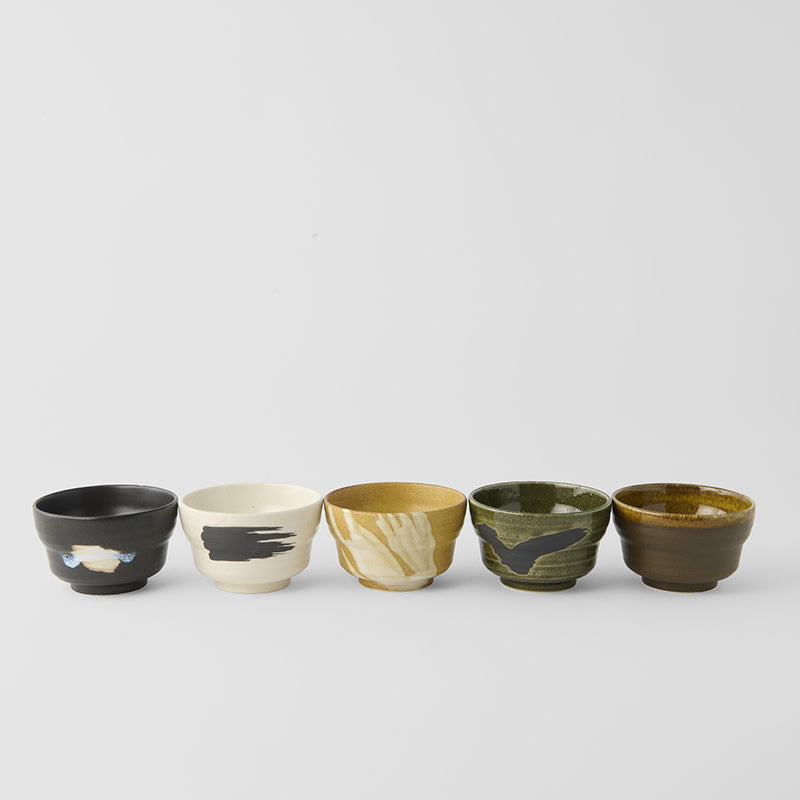 Bowl Set 5pcs Brushstroke Glazes