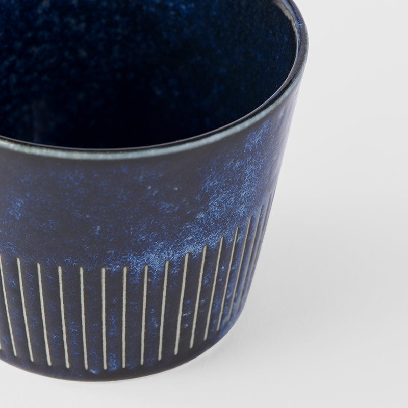 Soba Cup 175ml Ridged Indigo Blue Glaze