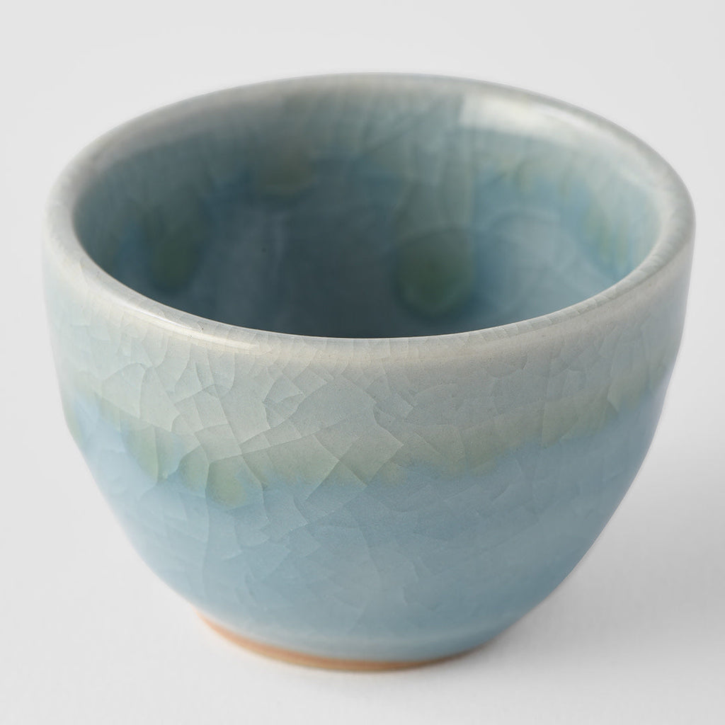 Sake Cup 30ml Crazed Blue Glaze
