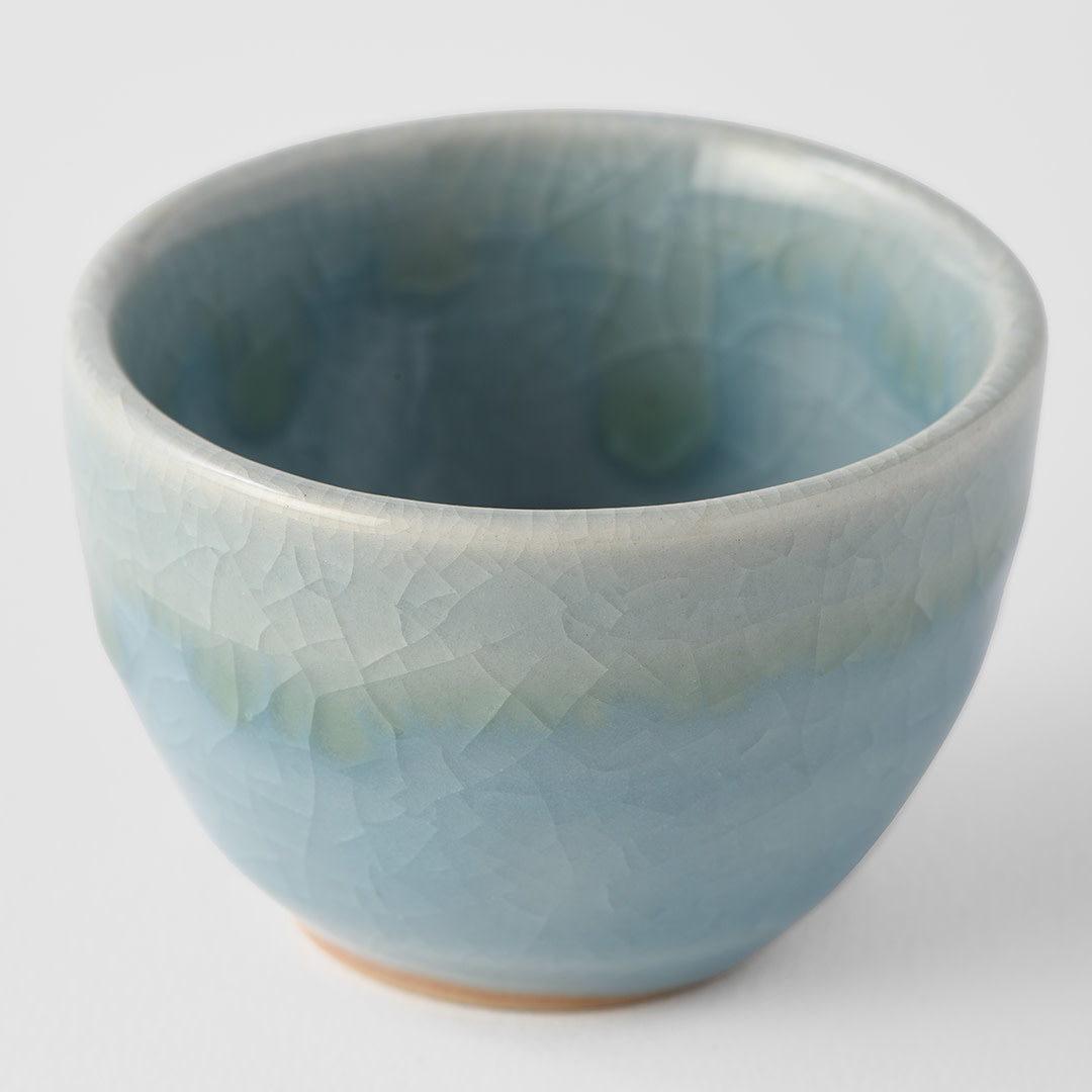 Sake Cup 30ml Crazed Blue Glaze