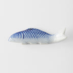Chopstick Rest Blue Fish White Glaze
