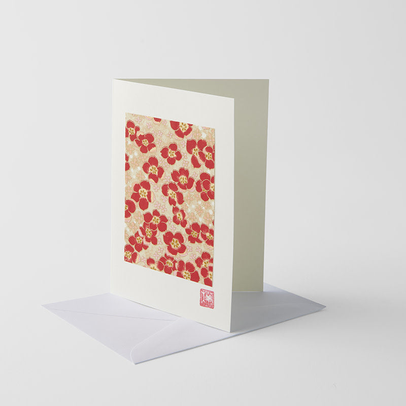 Card Chiyogami Blossom & Gold Handmade Greeting