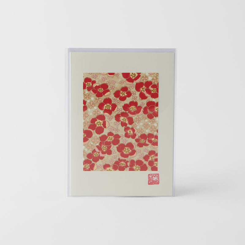 Card Chiyogami Blossom & Gold Handmade Greeting