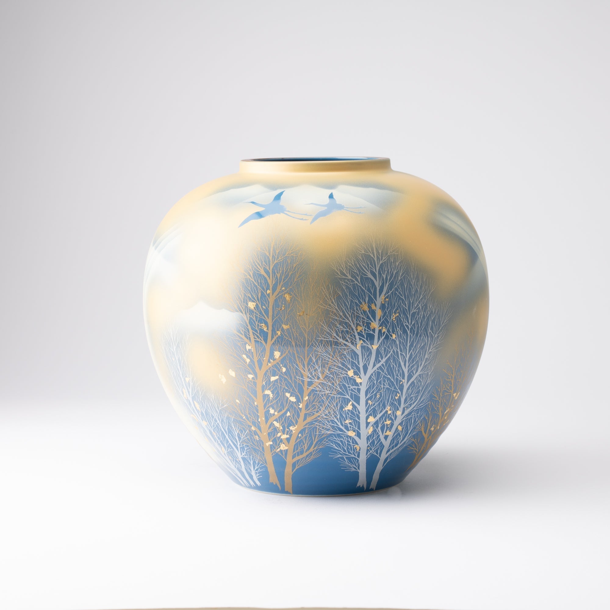 Gold Leaf and Trees Flower Vase