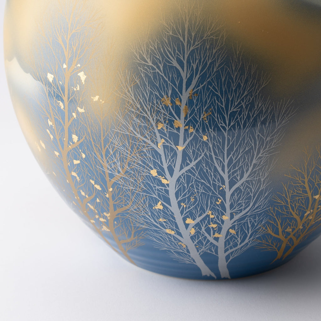 Gold Leaf and Trees Flower Vase