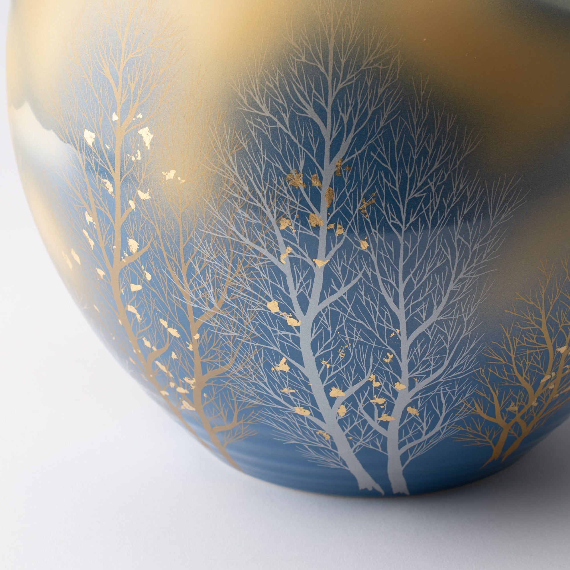 Gold Leaf and Trees Flower Vase