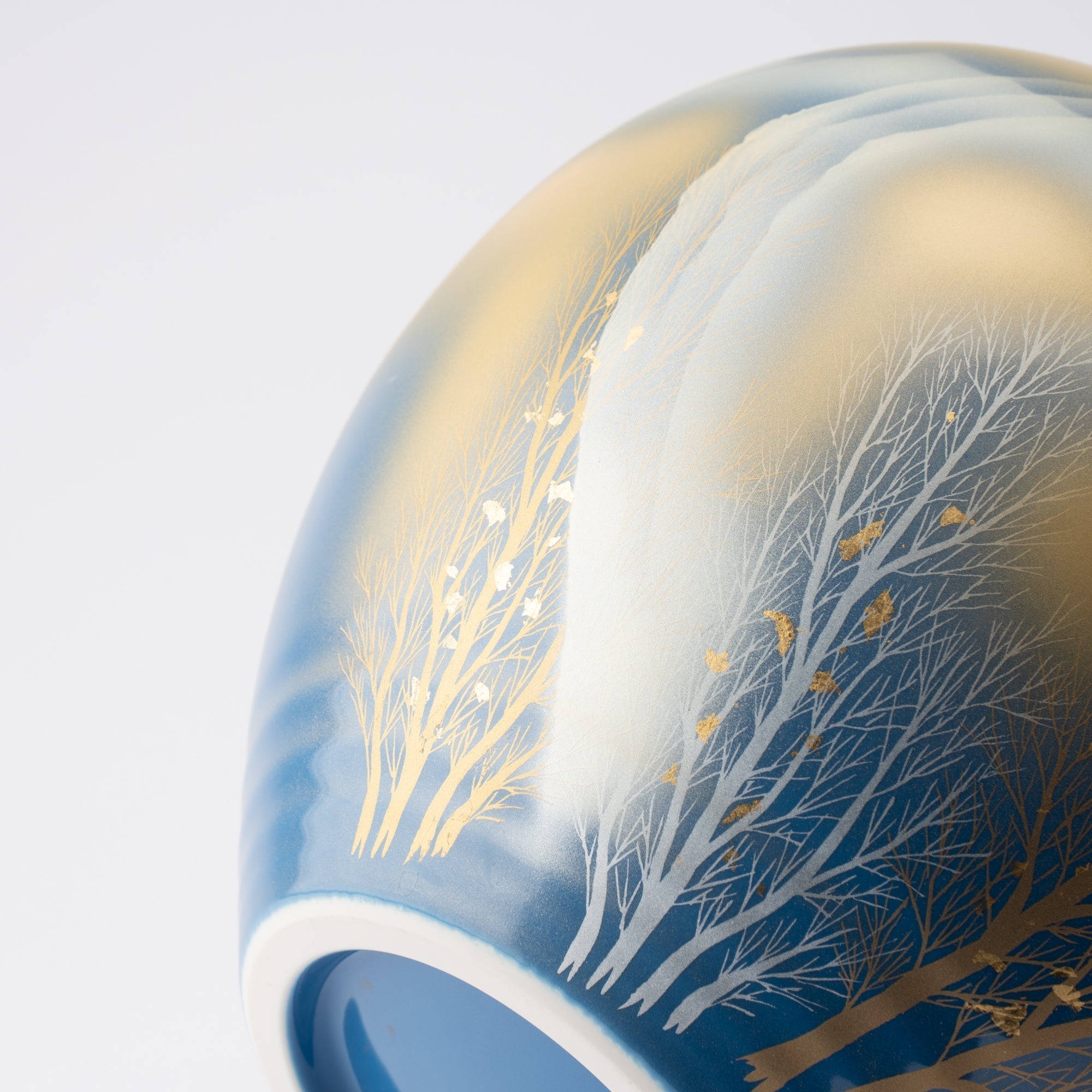 Gold Leaf and Trees Flower Vase
