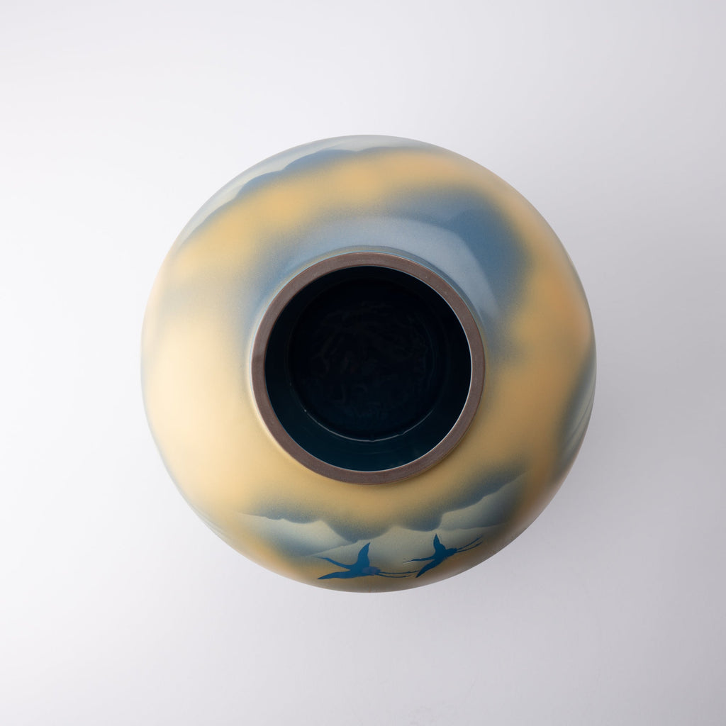 Gold Leaf and Trees Flower Vase