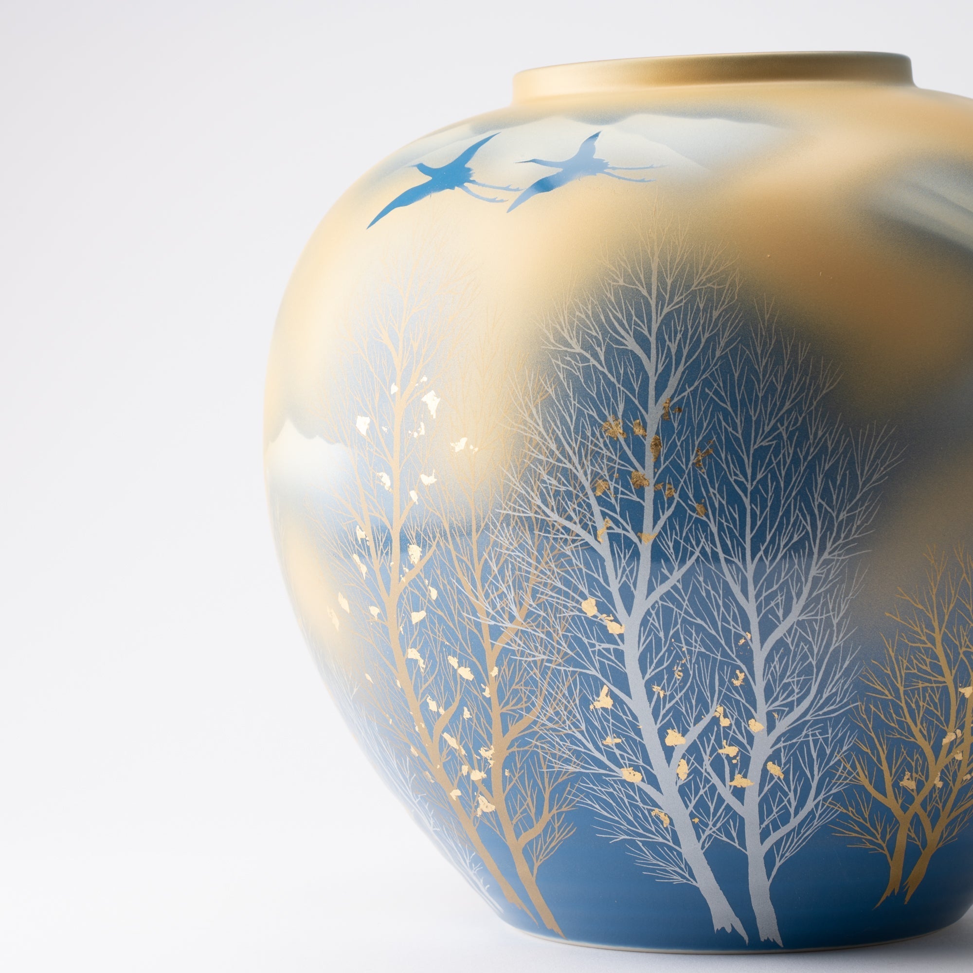 Gold Leaf and Trees Flower Vase