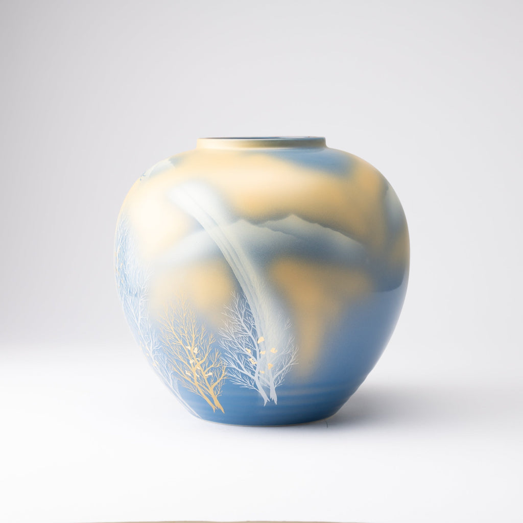 Gold Leaf and Trees Flower Vase